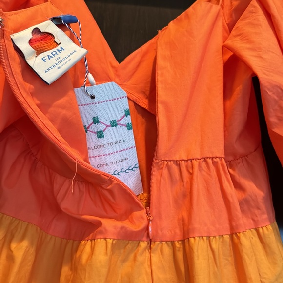 NWT Farm Rio puff sleeve colorful striped maxi XSP - Picture 6 of 6